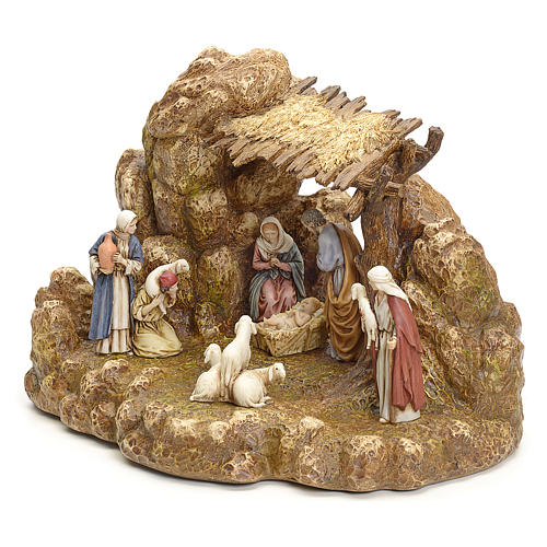 Nativity scene with stable by Landi, 11cm 2