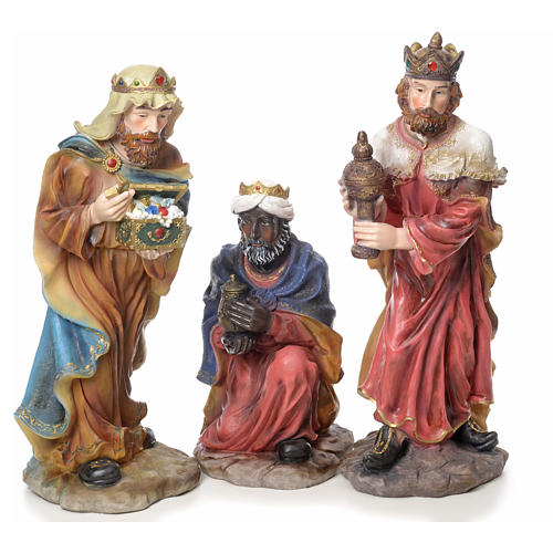 Nativity scene in coloured resin, 12 figurines 85cm 3