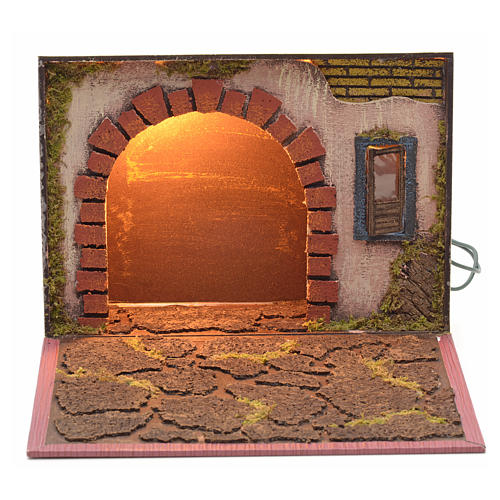 Illuminated arch for nativities inside a book 19x24x8cm 1