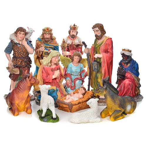 Nativity scene in resin, complete with 12 figurines 90cm. 1