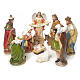 Nativity scene in resin, multicoloured with 11 figurines, 41cm s1