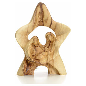 Święta Rodzina stylizowana w gwieździe drewno oliwne Jerozolima 10 cm