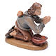 Kneeling shepherd wooden figurine 12cm, Val Gardena Model s3