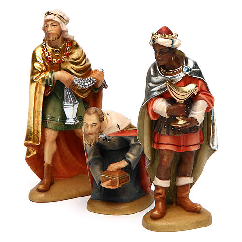 Tres Reyes Magos 12 cm madera pesebre mod. Valgardena 3