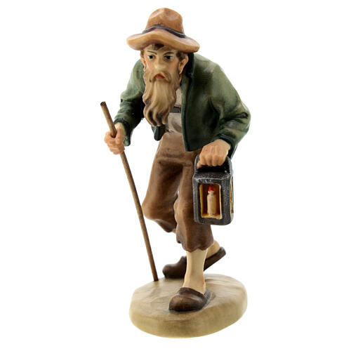 Shepherd with lantern figurine 12cm, Val Gardena Model 1