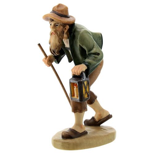 Shepherd with lantern figurine 12cm, Val Gardena Model 2