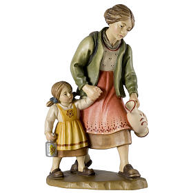 Pastora con niña 12 cm madera pesebre mod. Valgardena