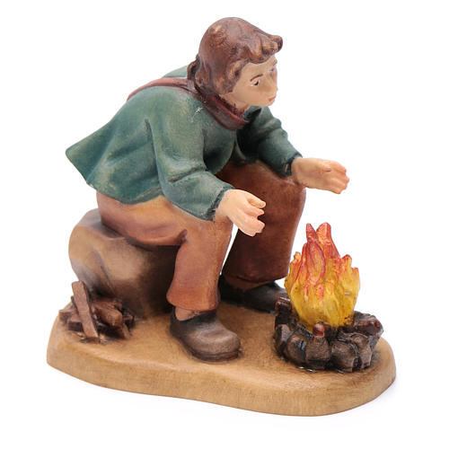 Shepherd with fire figurine, Val Gardena Model 12cm 3