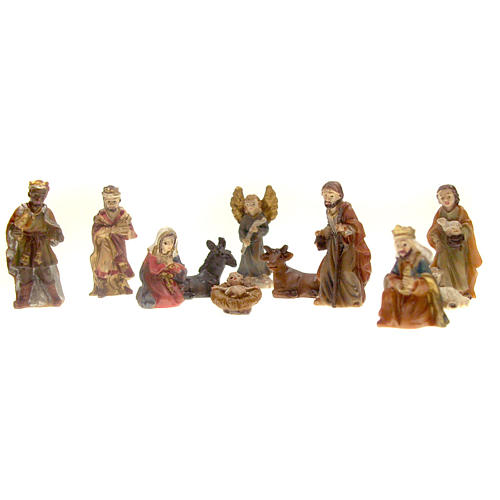 Nativity scene in resin, 11 figurines 3.5cm. 1