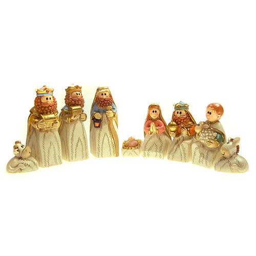 Nativity scene in resin, 9 figurines 7cm. 1