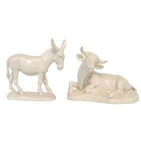 Ox and donkey, Orient model in Valgardena wood, natural wax