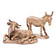 Ox and donkey, Orient model in patinated Valgardena wood s1