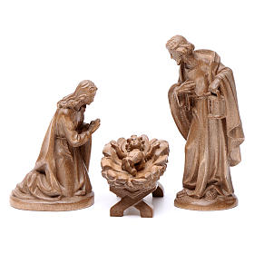 Holy Family for nativities in patinated Valgardena wood