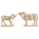 Ox and donkey for nativities in Valgardena wood, natural wax s1