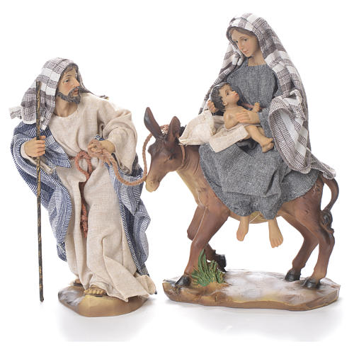 Fuga dall'Egitto 24 cm resina stoffa grigio beige 1