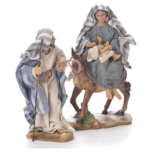 Fuga dall'Egitto 24 cm resina stoffa grigio beige 2