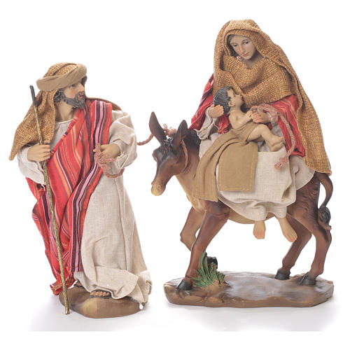 Flee from Egypt scene, 24cm in fabric and resin, red and beige colour 1