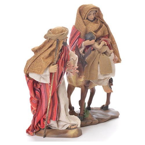 Flee from Egypt scene, 24cm in fabric and resin, red and beige colour 2