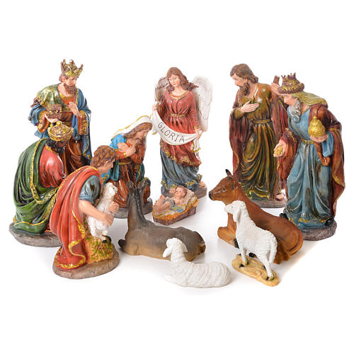 Complete nativity set in resin, 12 figurines 45cm 1