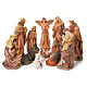 Complete nativity set in natural coloured resin, 11 figurines 31cm s1