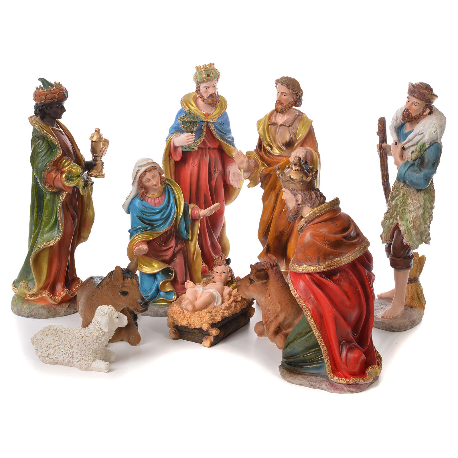Complete nativity set in resin, 9 figurines 27cm | online sales on ...