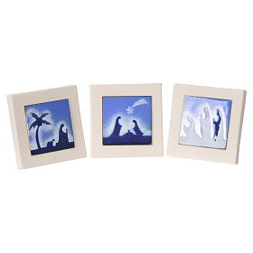 Tríptico cuadros azules arcilla Centro Ave 10 cm