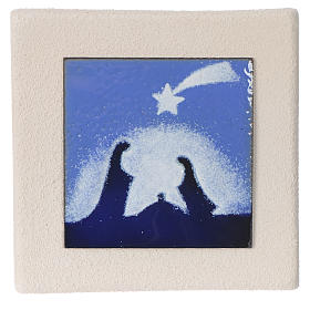 Cadre Noël bleu argile Centre Ave 10 cm