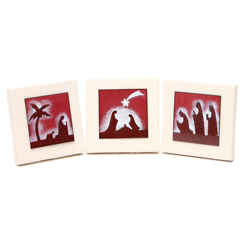 Triptych of red scenes, Ceramics Centro Ave 9.8cm 1
