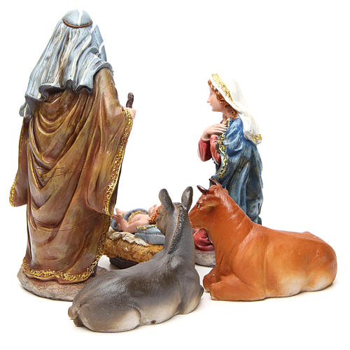 Complete nativity set in multicoloured, gold resin, 6 figurines 30cm 3