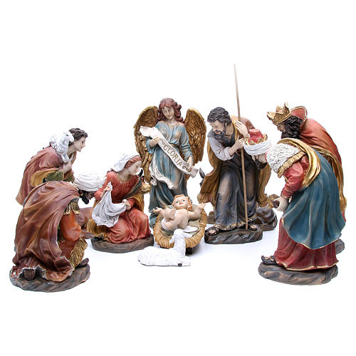 Nativity set in resin measuring 34cm complete with 11 characters 1