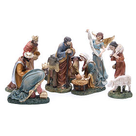 Complete nativity set in resin, 8 figurines 21cm