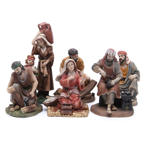 Nativity set in resin, 6 figurines representing the professions 22cm 1