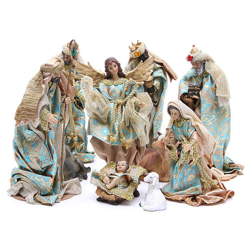 Nativity set in resin, 10 figurines measuring 25cm 1