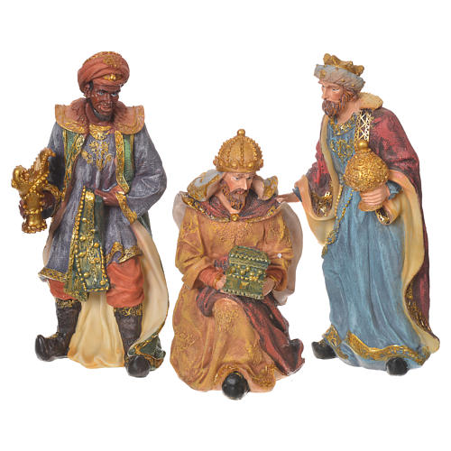 Complete nativity set in multicoloured resin, 11 figurines 27cm 6