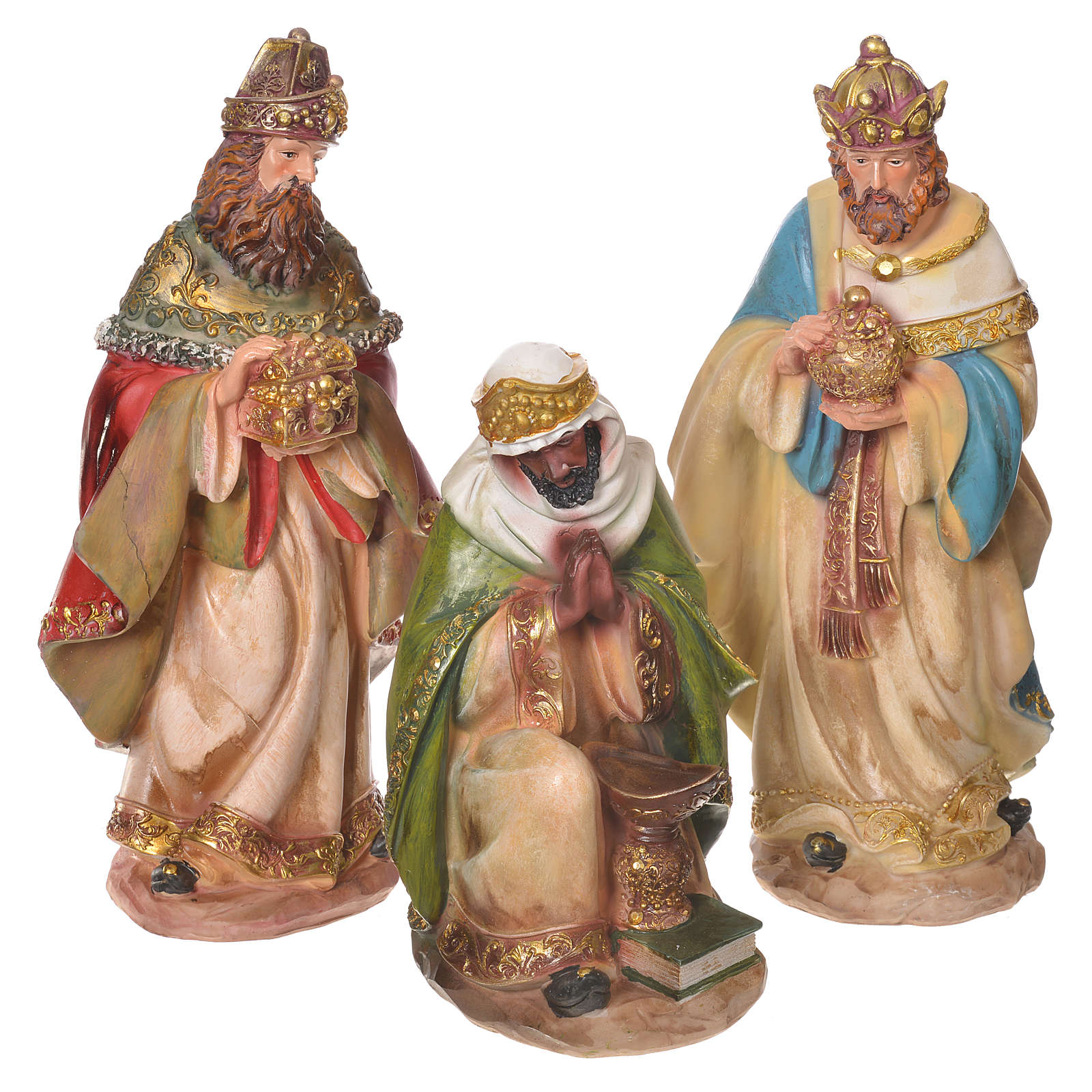 Complete nativity set in multicoloured resin, 11 figurines 31cm ...