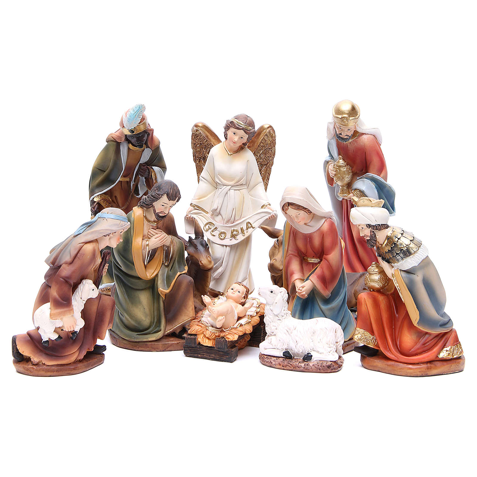 Nativity set in resin, 11 figurines measuring 19.5cm online sales on