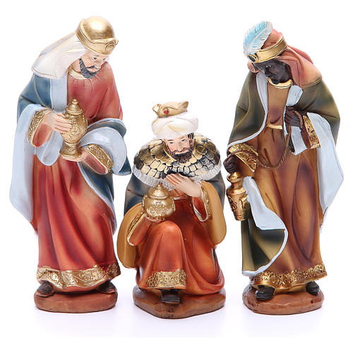 Nativity set in resin, 11 figurines measuring 19.5cm 3