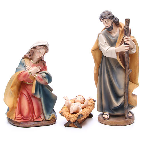 Nativity set in resin, 11 figurines 43cm wood-like finish 2