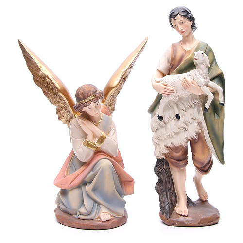 Nativity set in resin, 11 figurines 43cm wood-like finish 5
