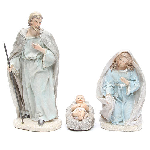 Nativity set in resin measuring 31cm, 8 characters with Blue Grey finish 2