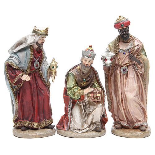 Nativity set in resin measuring 28cm, 8 characters with Multicoloured finish 4