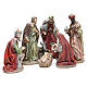 Nativity set in resin measuring 28cm, 8 characters with Multicoloured finish s1