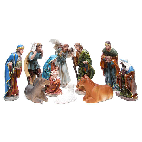 Complete nativity set in resin measuring 24, 10 characters 1