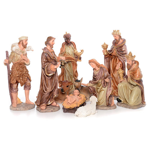 Complete nativity set measuring 50cm 11 figurines in painted resin 1