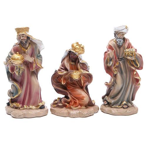 Resin nativity set measuring 20cm, 11 figurines in Wood-like effect 4