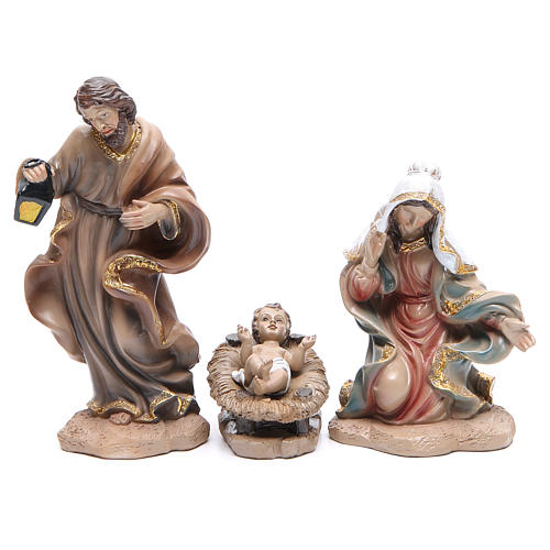 Resin nativity set measuring 20cm, 11 figurines in Wood-like effect 2