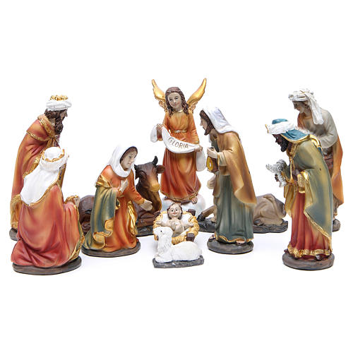 Presepe in resina h. 15 cm set da 11 pezzi