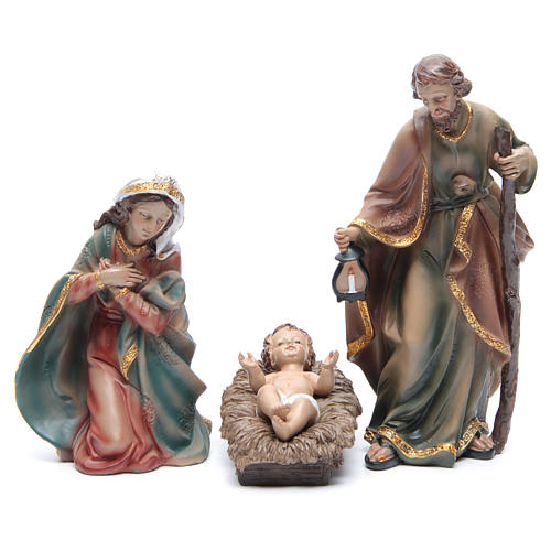 Presepe h. 29 cm in resina set di 11 pezzi decorati 2