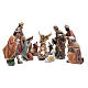 Presepe h. 29 cm in resina set di 11 pezzi decorati s1