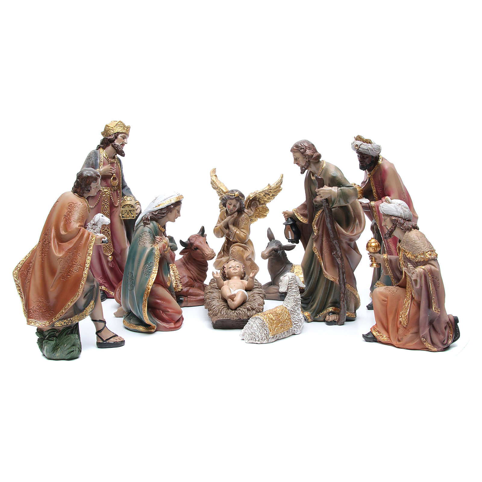 Resin nativity set measuring 29cm, 11 decorated figurines | online ...